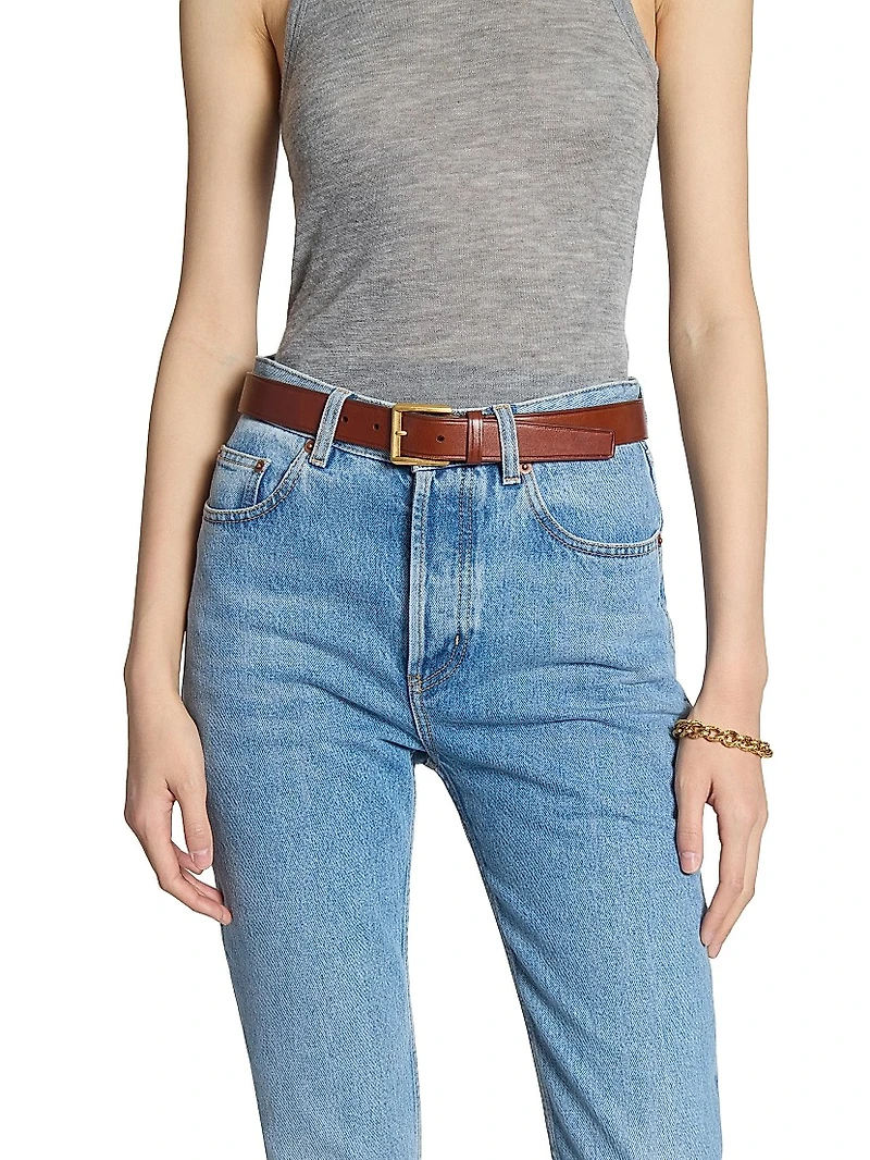 Rectangular Buckle Belt Leather