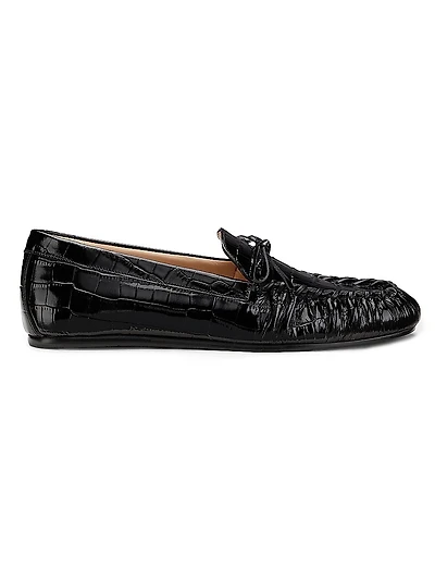 Britt Croc-Embossed Leather Loafers