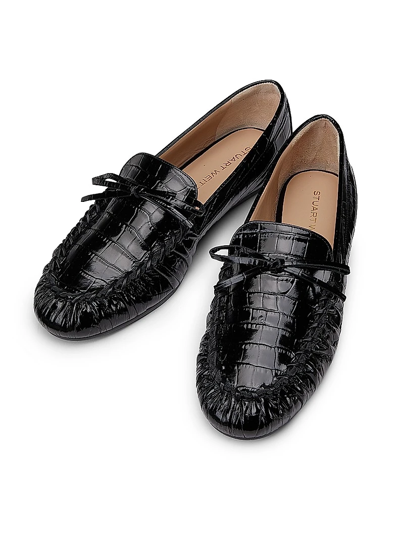 Britt Croc-Embossed Leather Loafers