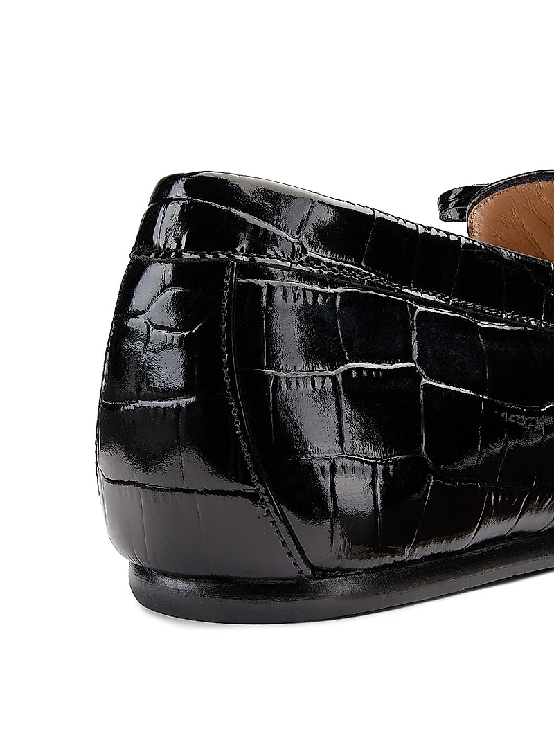 Britt Croc-Embossed Leather Loafers
