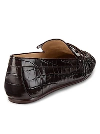 Britt Croc-Embossed Leather Loafers