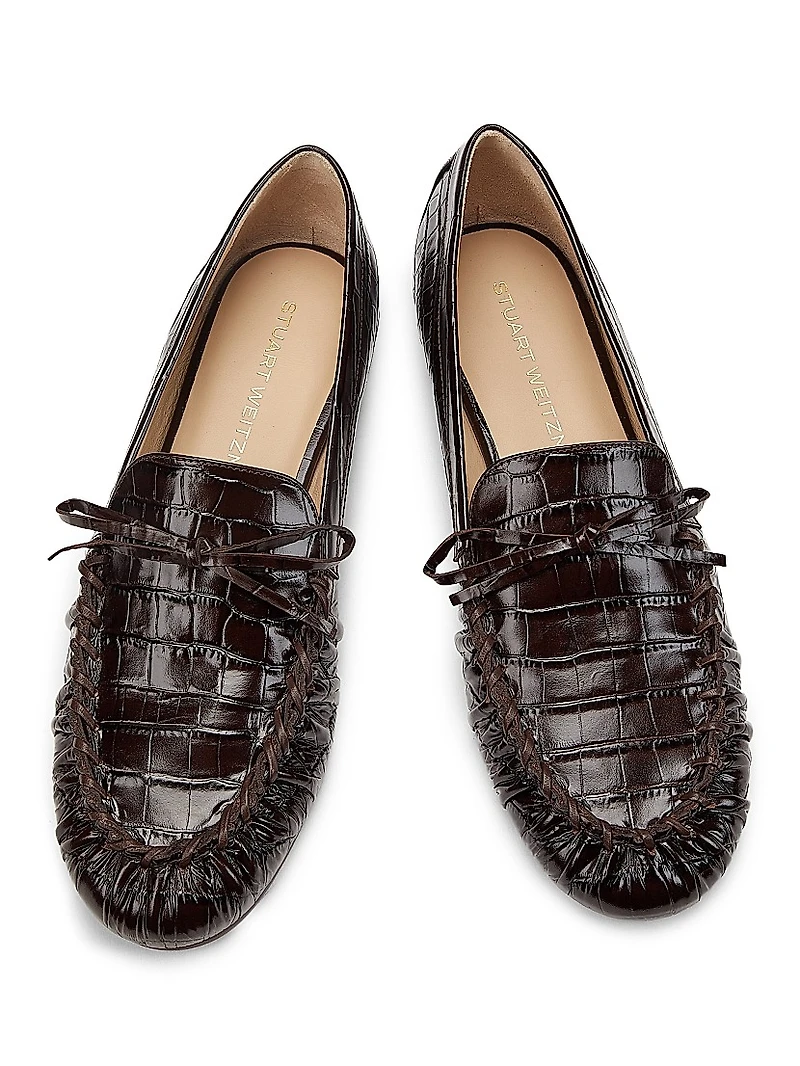Britt Croc-Embossed Leather Loafers