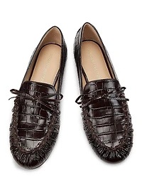 Britt Croc-Embossed Leather Loafers