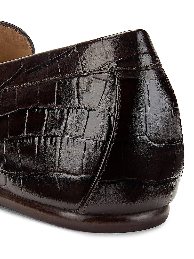 Britt Croc-Embossed Leather Loafers