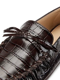 Britt Croc-Embossed Leather Loafers