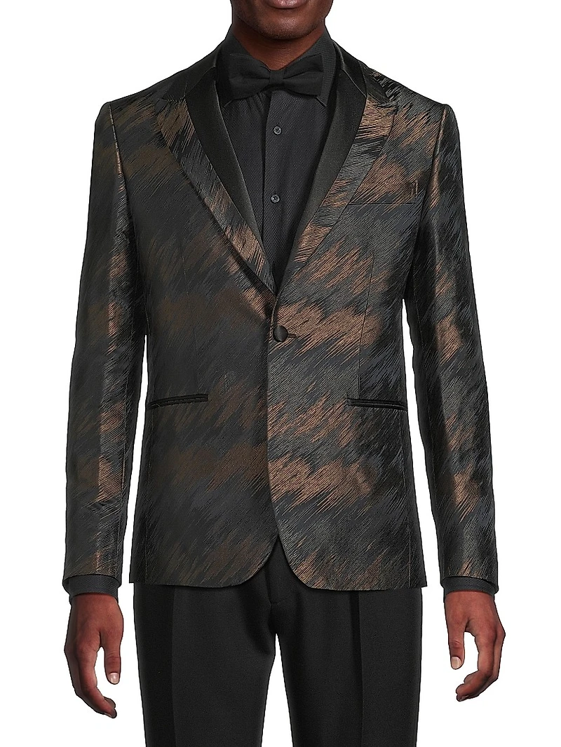 Abstract Silk-Blend Single-Breasted Dinner Jacket