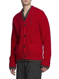 Contrast-Trim Mohair-Blend Cardigan