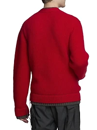 Contrast-Trim Mohair-Blend Cardigan