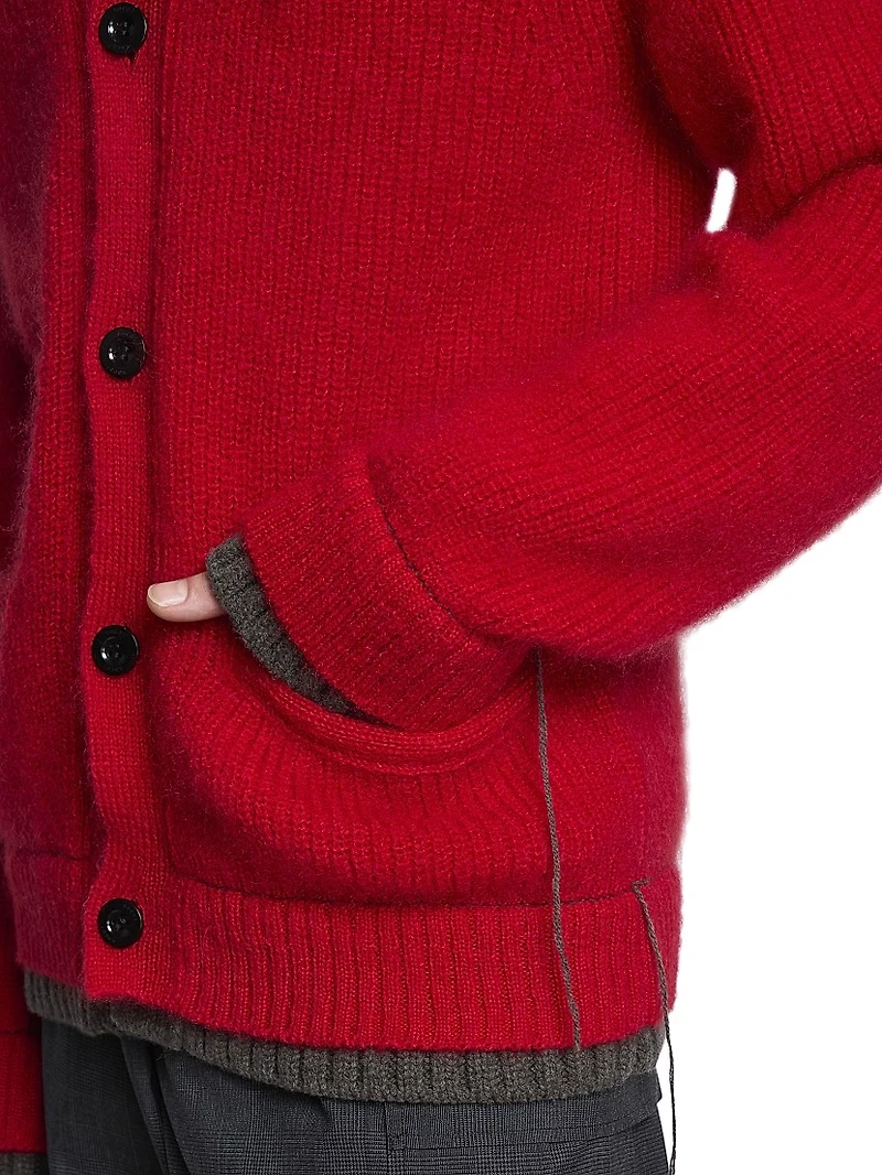 Contrast-Trim Mohair-Blend Cardigan