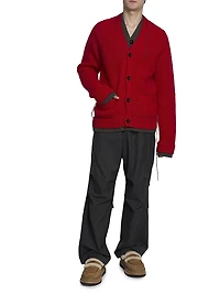 Contrast-Trim Mohair-Blend Cardigan