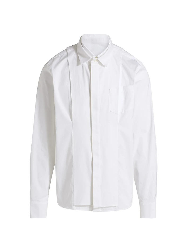 Cotton Poplin Button-Front Shirt