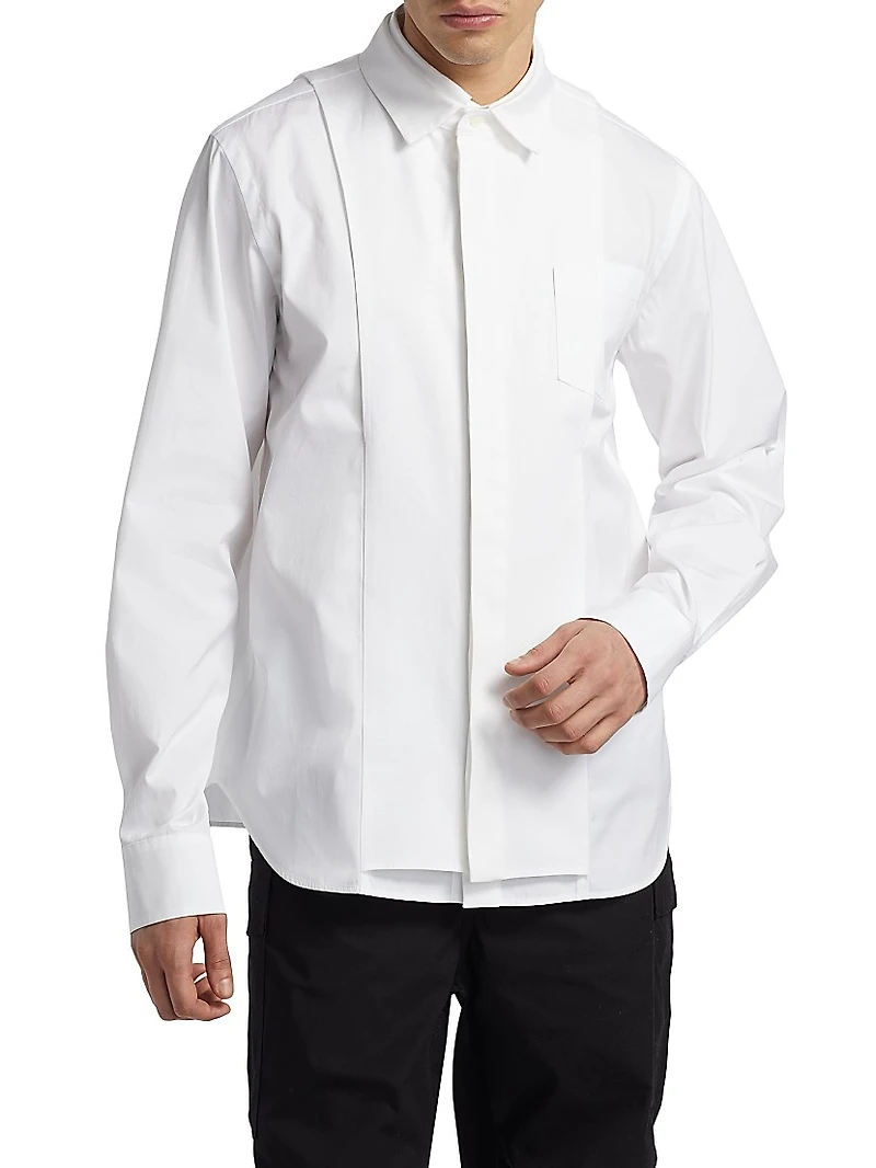 Cotton Poplin Button-Front Shirt
