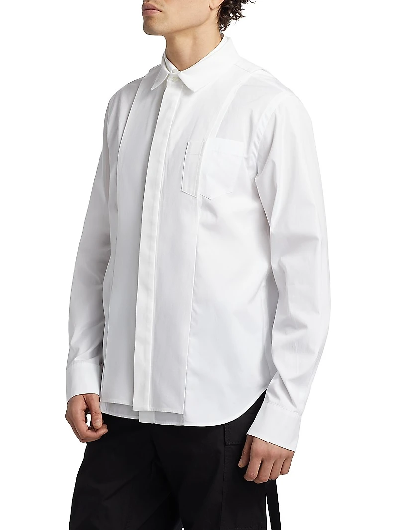 Cotton Poplin Button-Front Shirt