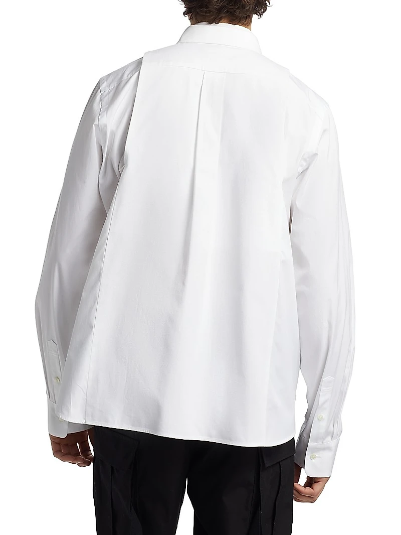 Cotton Poplin Button-Front Shirt