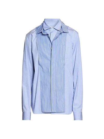 Layered Striped Cotton Poplin Shirt