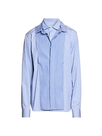 Layered Striped Cotton Poplin Shirt
