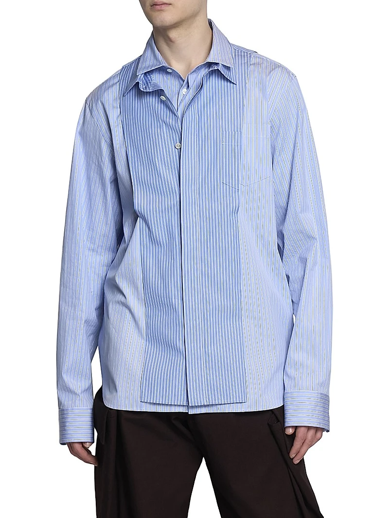 Layered Striped Cotton Poplin Shirt