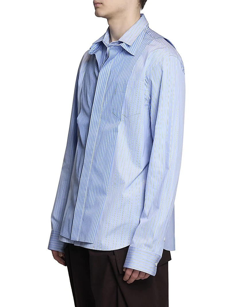 Layered Striped Cotton Poplin Shirt
