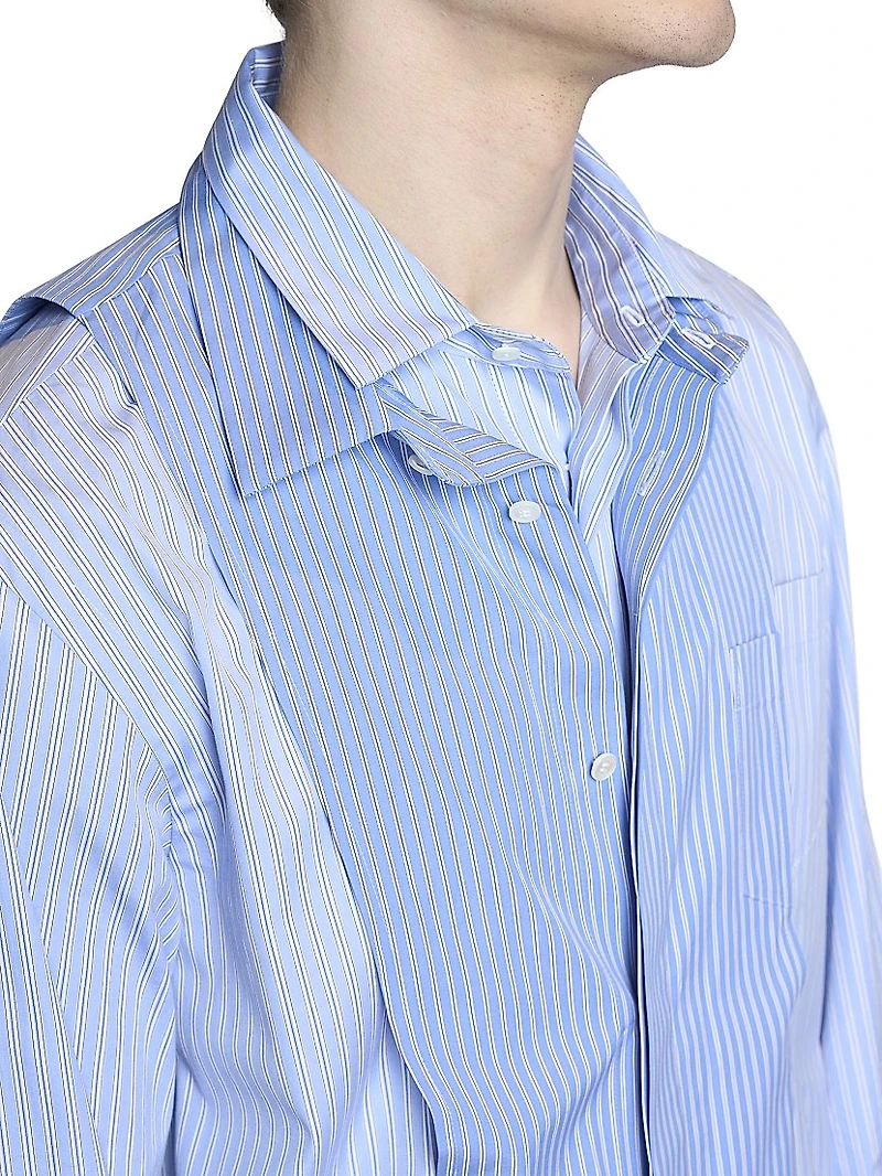 Layered Striped Cotton Poplin Shirt