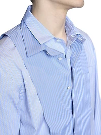 Layered Striped Cotton Poplin Shirt