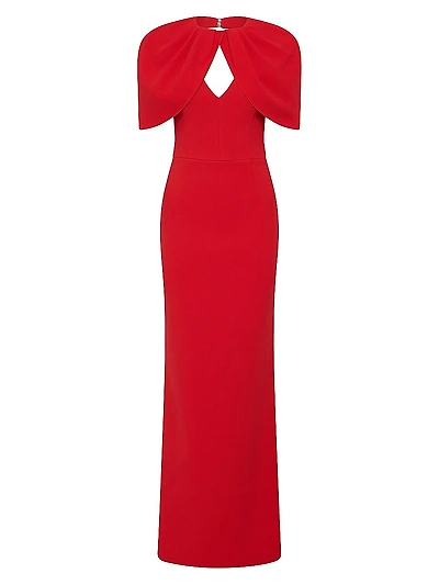 Cameron Cape-Sleeve Gown