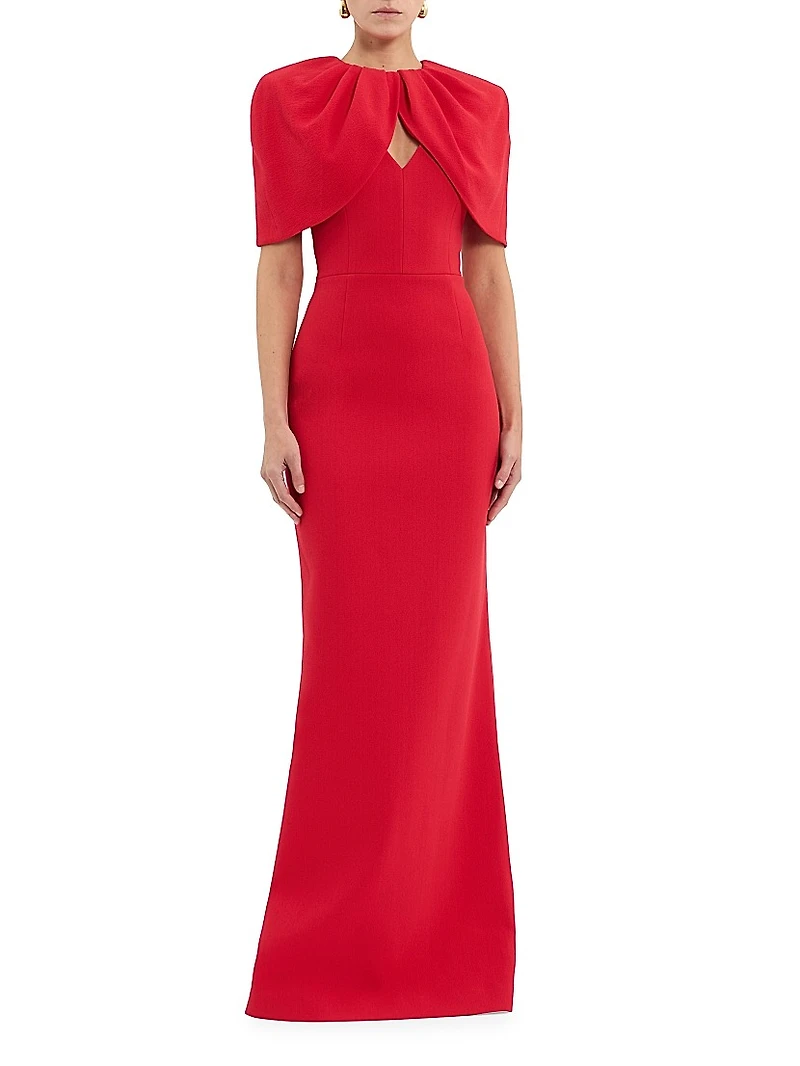 Cameron Cape-Sleeve Gown