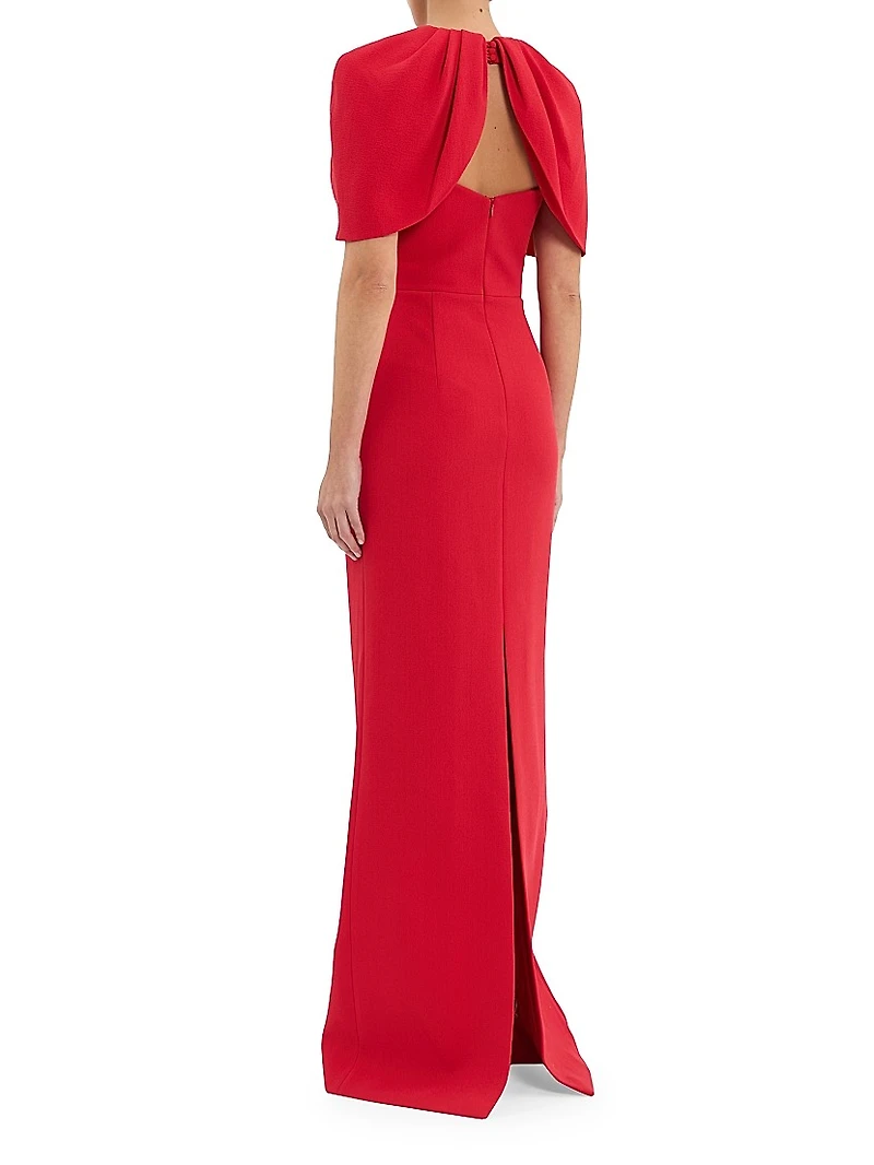 Cameron Cape-Sleeve Gown