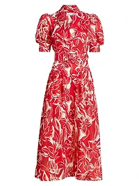Alloure Floral Belted Midi-Dress
