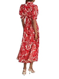 Alloure Floral Belted Midi-Dress