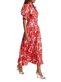 Alloure Floral Belted Midi-Dress