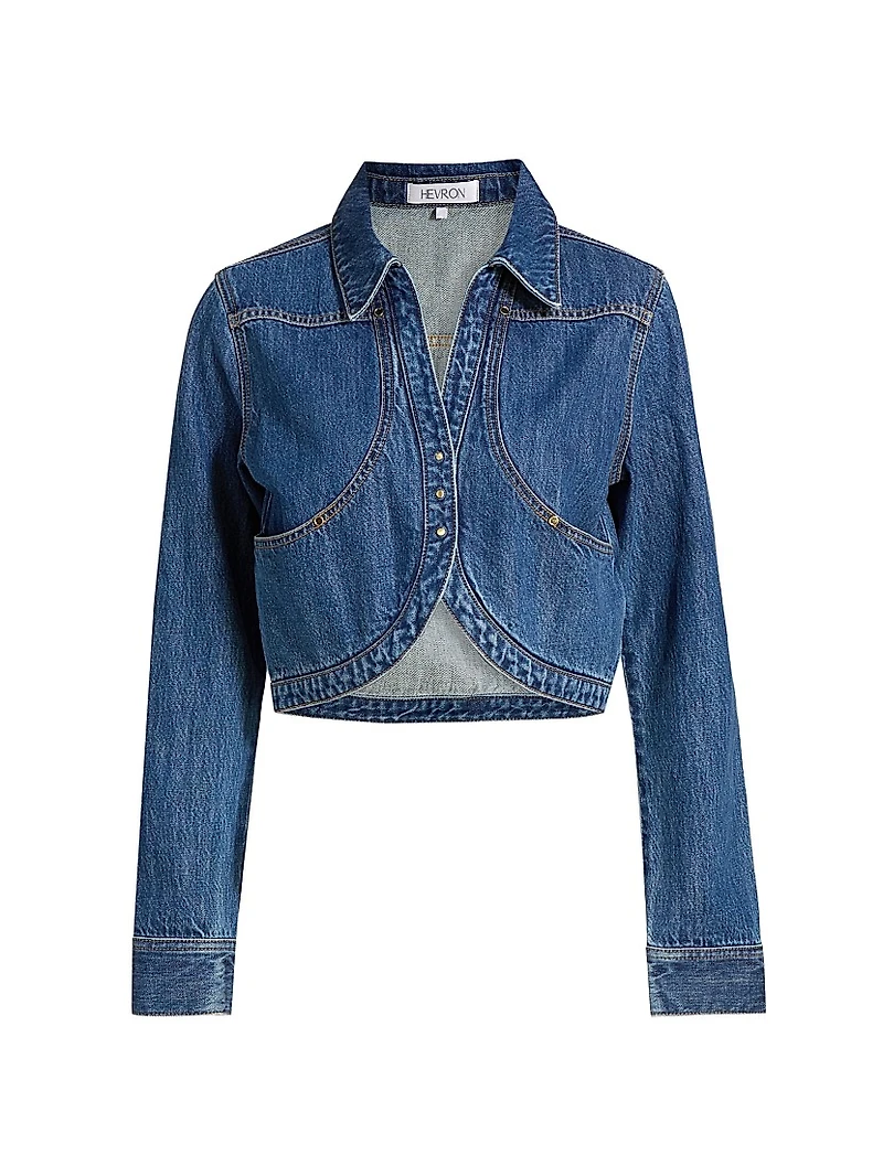 Spread-Collar Woven Denim Jacket