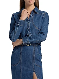Spread-Collar Woven Denim Jacket