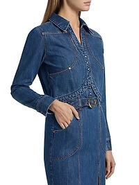 Spread-Collar Woven Denim Jacket