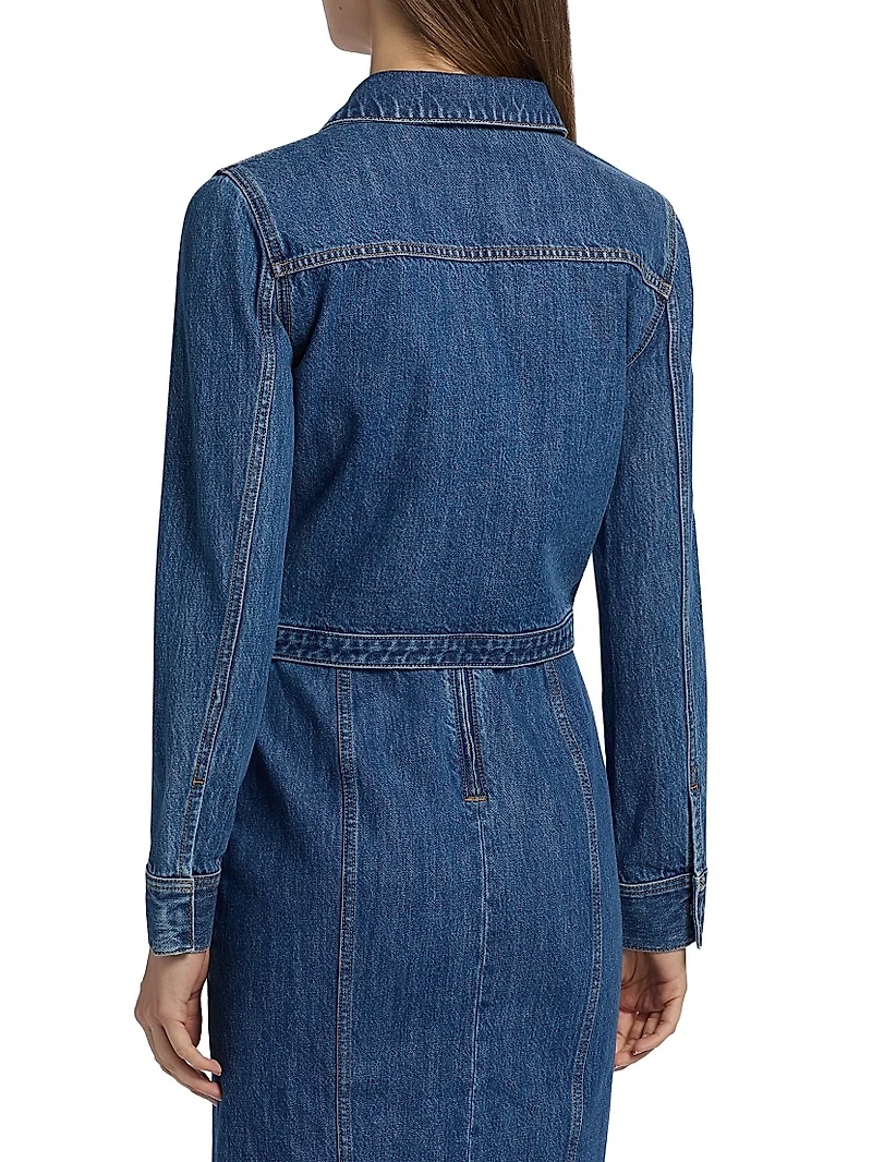 Spread-Collar Woven Denim Jacket