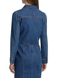 Spread-Collar Woven Denim Jacket