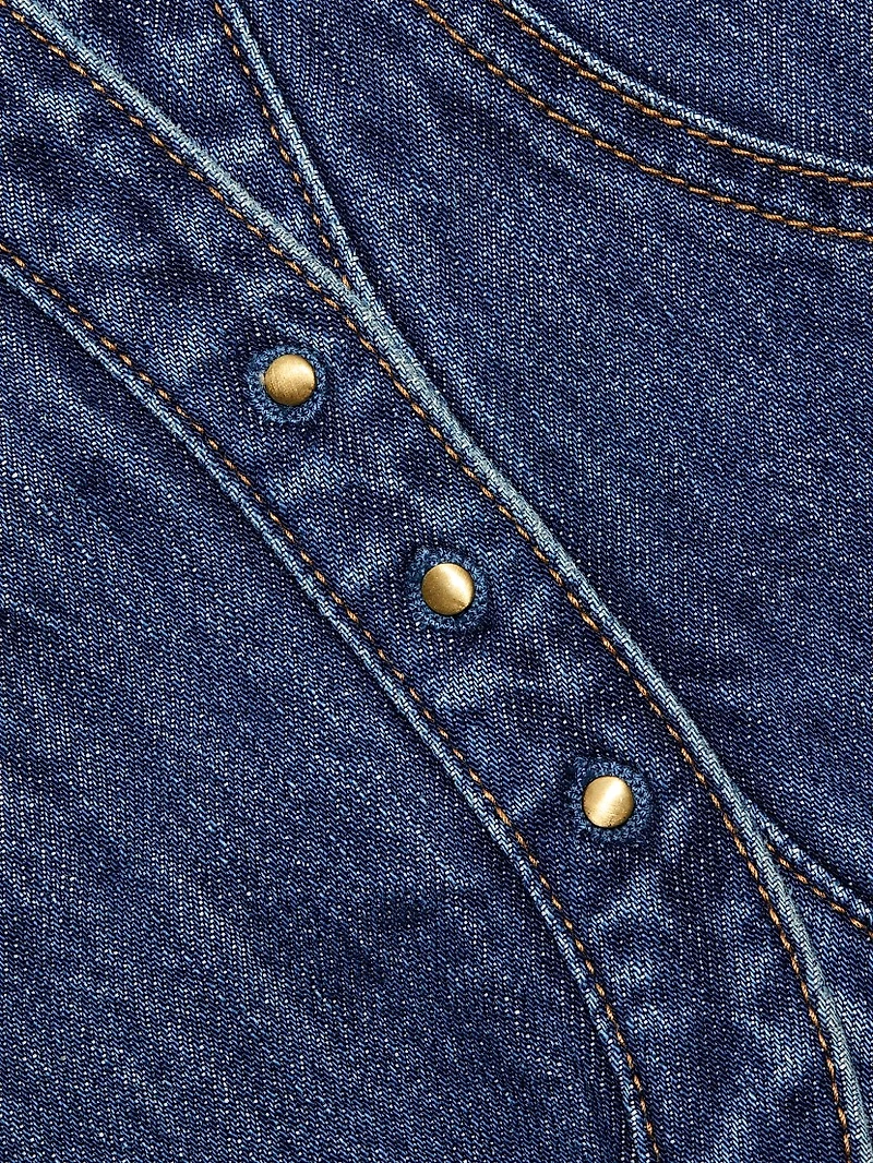 Spread-Collar Woven Denim Jacket