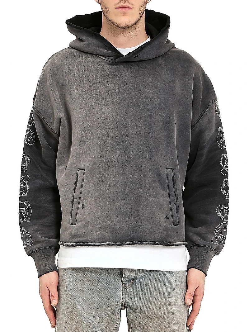 Oversized Embroidered Heavyweight Fleece Hoodie