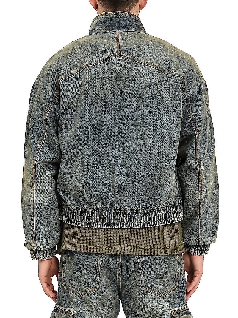 Drop Shoulder Denim Crop Jacket