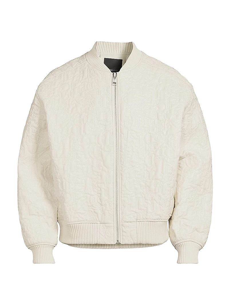 Textured Leather Oversized Bomber Jacket