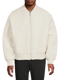 Textured Leather Oversized Bomber Jacket