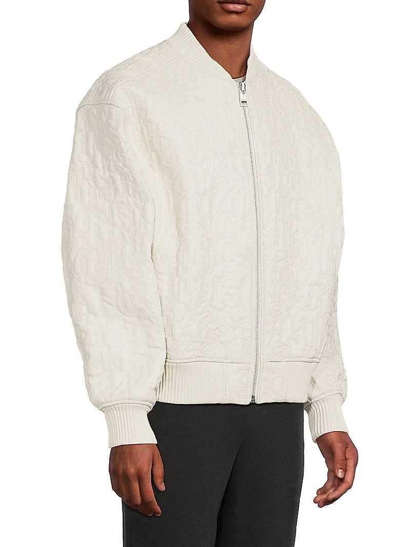 Textured Leather Oversized Bomber Jacket