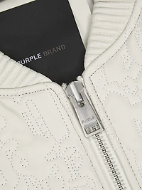 Textured Leather Oversized Bomber Jacket