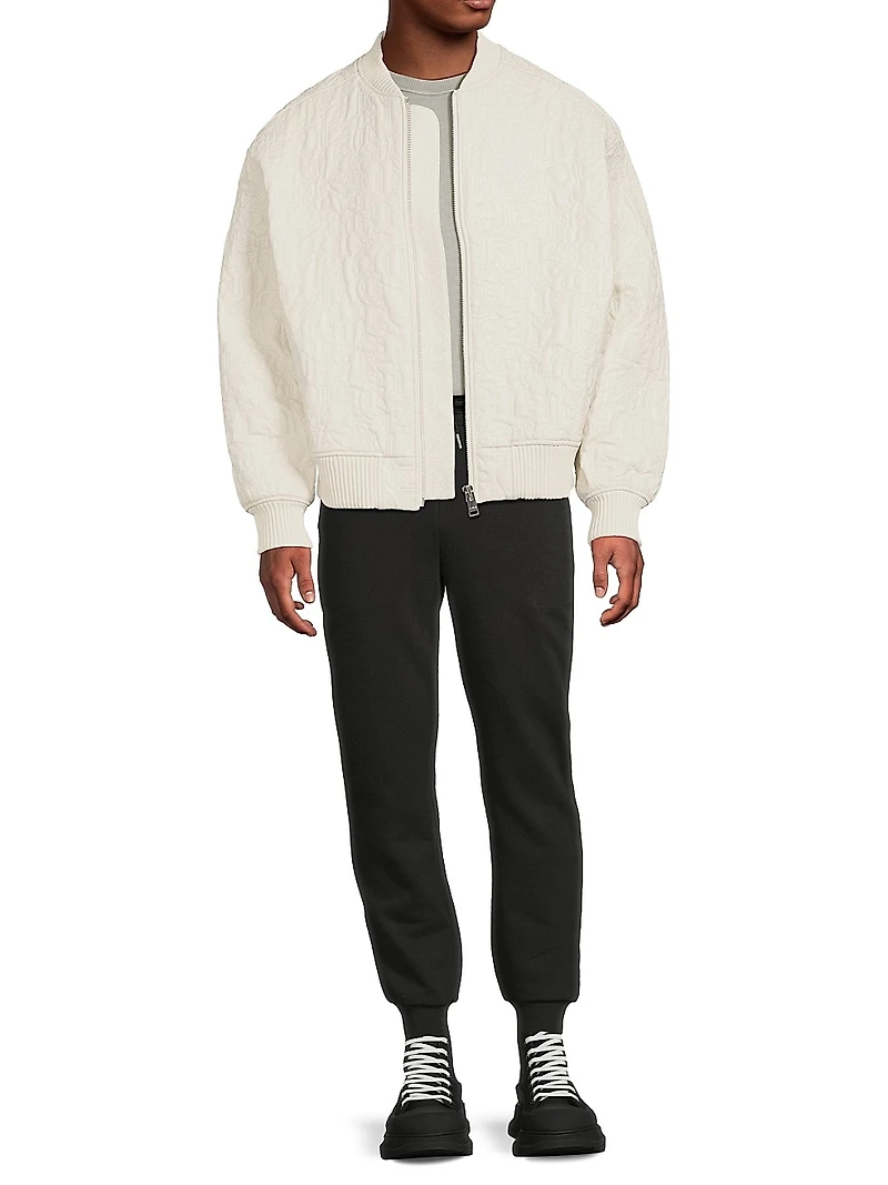 Textured Leather Oversized Bomber Jacket