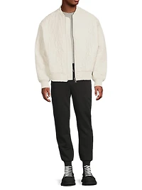 Textured Leather Oversized Bomber Jacket