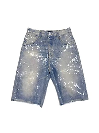 Sequined Cotton Denim Wide-Leg Shorts