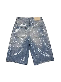 Sequined Cotton Denim Wide-Leg Shorts
