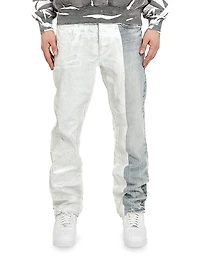 Crackle Two-Tone Straight Jeans