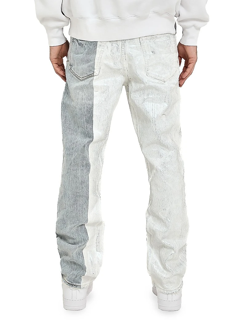Crackle Two-Tone Straight Jeans