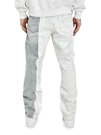 Crackle Two-Tone Straight Jeans
