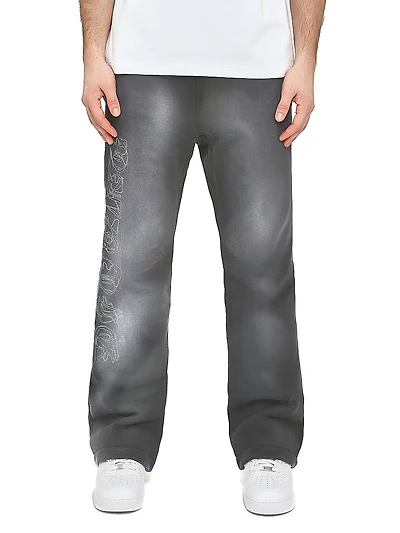 Embroidered Heavyweight Fleece Straight-Leg Pants